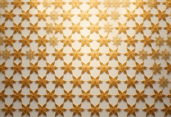 Golden Star Pattern, A Decorative Grid Design With Warm Hues. Elegant Stars Create A Harmonious Effect. Perfect As A Background Element. Intricate And Visually Appealing.