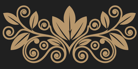 Abstract black and white floral ornament design with seamless vector swirls.