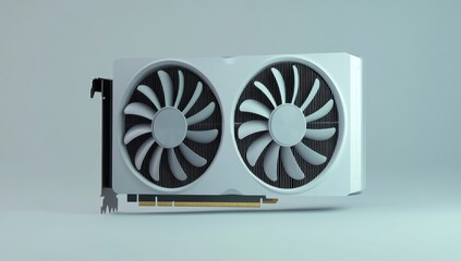 Modern white graphics card with dual cooling fans