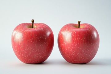 Bright red apples resting on a clean white surface showcasing their glossy texture and vibrant color during a serene morning light