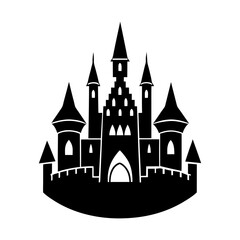 Fototapeta premium Download black castle vector silhouette illustration for fairytale kingdom design art
