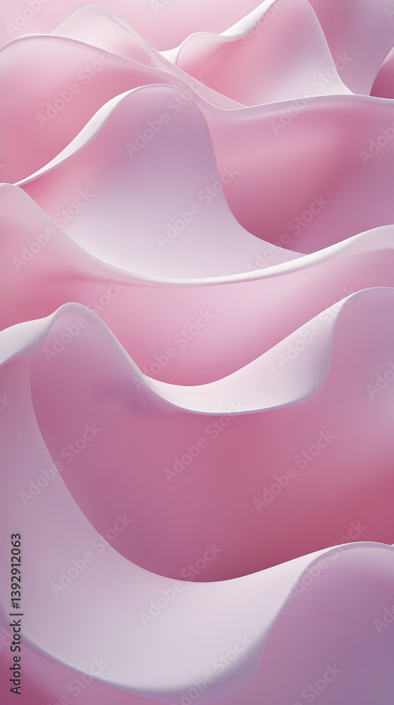 Poster abstract pink waves flowing smoothly in a soft textured background