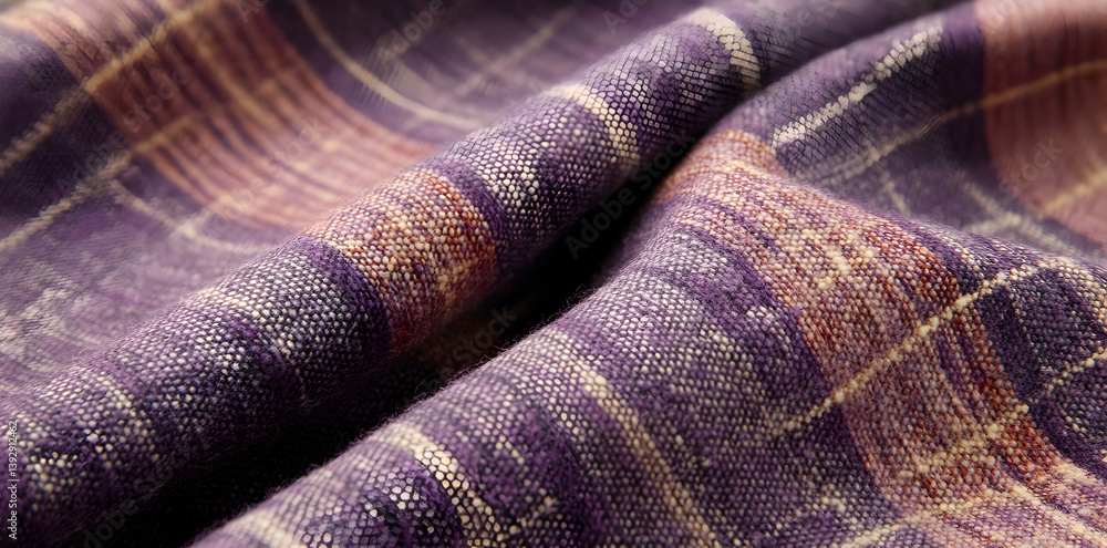 Aufkleber close-up of textured purple fabric with intricate patterns and soft lighting