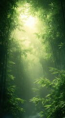 Serene Bamboo Forest: Explore Lush Green Wilderness and Mystical Pathways in this Vibrant, Tranquil Asian Landscape