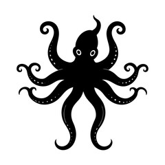 Obraz premium Black octopus illustration vector graphic design ocean sea animal kraken silhouette art