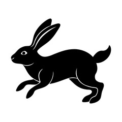 Fototapeta premium Black rabbit running vector illustration easter bunny silhouette animal graphic design