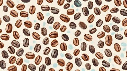 Obraz premium Seamless Classic Coffee Bean Pattern in Warm Earth-Toned Hues