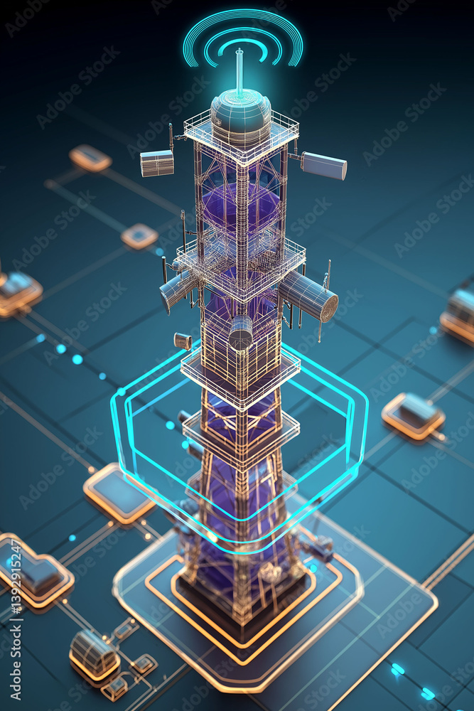 Aufkleber critical infrastructure communication protection security cyber. government communication tower with
