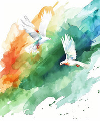 Indian National Flag Water Color background with white background happy independence day 15 august 1947