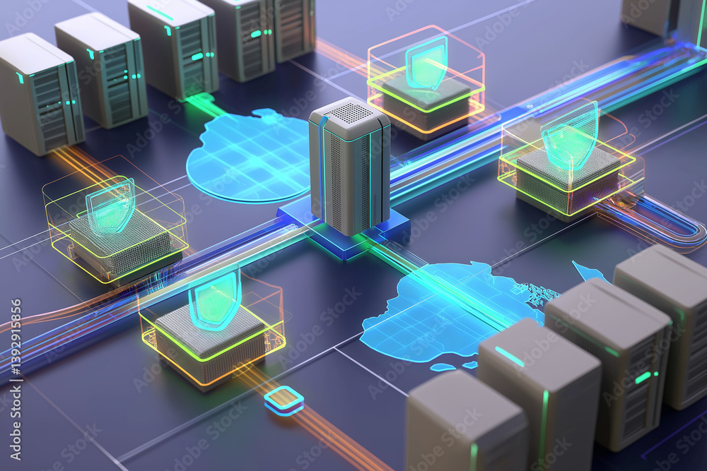 Poster critical infrastructure communication protection security cyber. visual representation of internet b