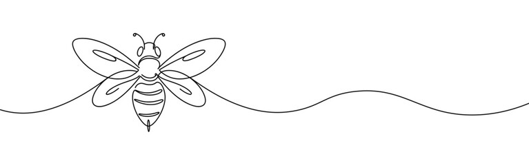 Honey bee continuous one line drawing. Bee sign in line style. Vector illustration.