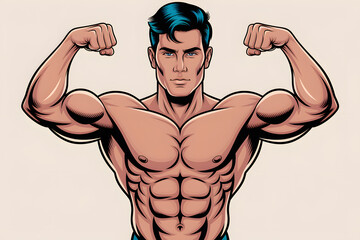 Muscular Man Bodybuilder Strong Fitness Power