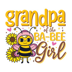 Grandpa of the baby bee girl cute bee family, Baby bee girl cute bee family