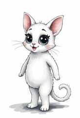 Obraz premium a cute white kitten with big blue eyes standing on its hind legs against a white background