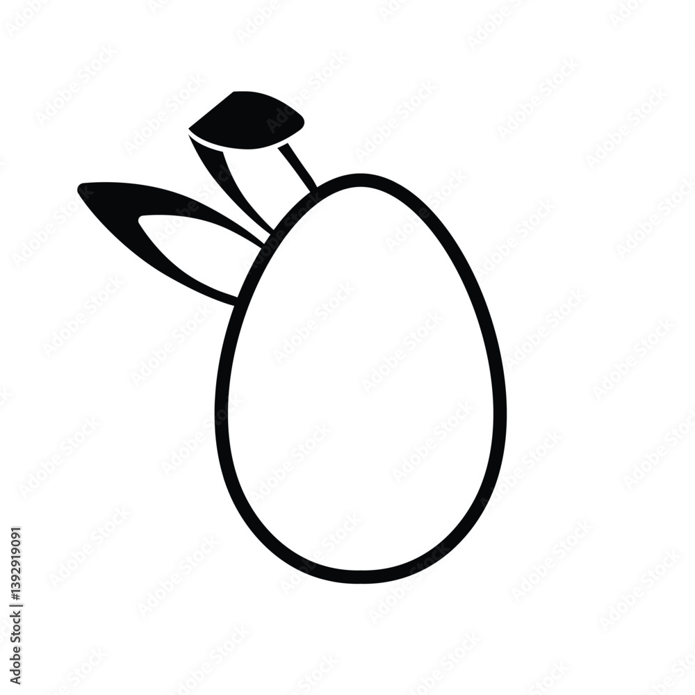 Fototapete happy easter vector creative greeting card or banner frame template. easter egg with bunny ears in s