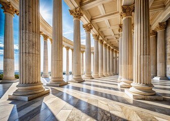 Obraz premium Ancient Marble Colonnade Drone Photography Captures Majestic Architectural Detail Against a Pristine White Background