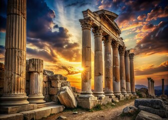 Majestic Ancient Stone Pillars A Timeless Testament to a Lost Civilization Exploring the Ruins of a Bygone Era