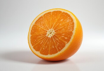 Half Orange Slice Showing Juicy Fruit Segments on White Background