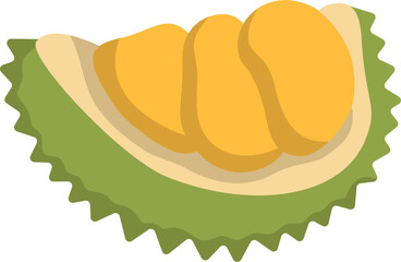 Vibrant Durian Segment:  Flat Vector Illustration of Tropical Fruit