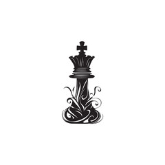 Fototapeta premium image of a chess piece in patterns, vector, black and white graphics 