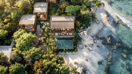 A luxury beach resort in Mexico, overlooking the Pacific, with private cabanas and fine dining 