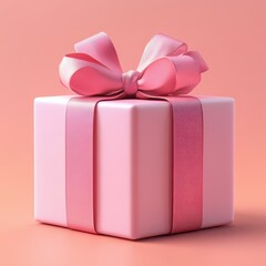 Beautifully wrapped pink gift box with a ribbon on a soft pastel background