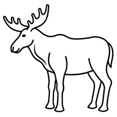 Obraz premium Minimalist Moose One-Line Vector Art