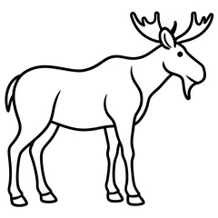 Minimalist Moose One-Line Vector Art