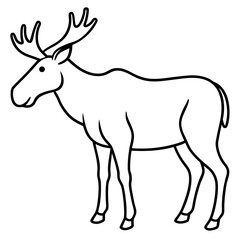 Minimalist Moose One-Line Vector Art