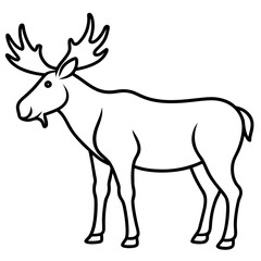 Minimalist Moose One-Line Vector Art