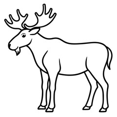 Minimalist Moose One-Line Vector Art