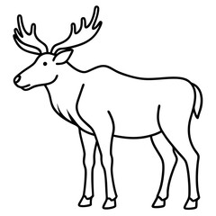Minimalist Moose One-Line Vector Art