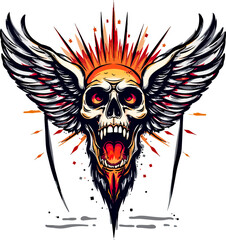Fototapeta premium a skull with wings on a white background