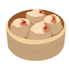 Chinese  dim sum on a bamboo tray, 