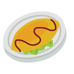 Omelet, Omelet on a plate.lllustration of a plate of omelet