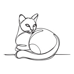 Cat continuous line drawing. One line vector drawing.
