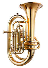 Brass musical horn isolated on white background, perfect for music, celebration, or festive themes