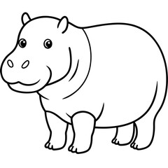 Minimalist One-Line Hippo Art Vector