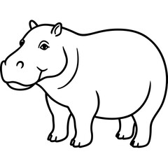 Minimalist One-Line Hippo Art Vector