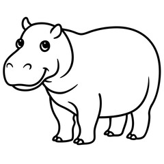 Minimalist One-Line Hippo Art Vector