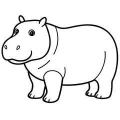 Minimalist One-Line Hippo Art Vector