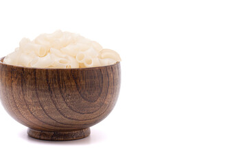 Dry Gluten Free Rice Macaroni Noodles Isolated on a White Background