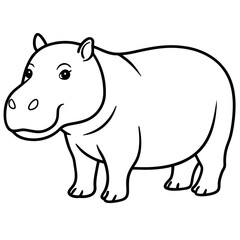 Minimalist One-Line Hippo Art Vector