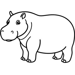 Minimalist One-Line Hippo Art Vector