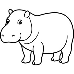 Minimalist One-Line Hippo Art Vector