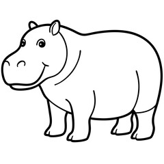 Minimalist One-Line Hippo Art Vector