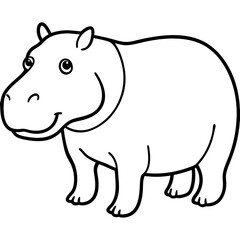 Minimalist One-Line Hippo Art Vector