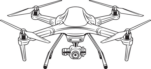 Drone line art vector illustration isolated On Transparent Background