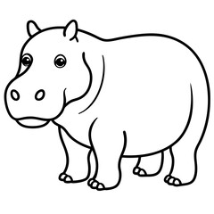 Minimalist One-Line Hippo Art Vector