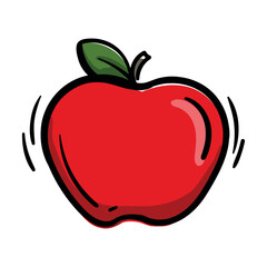 Red apple. Vector hand drawn illustration isolated on white background for sticker, print, icon